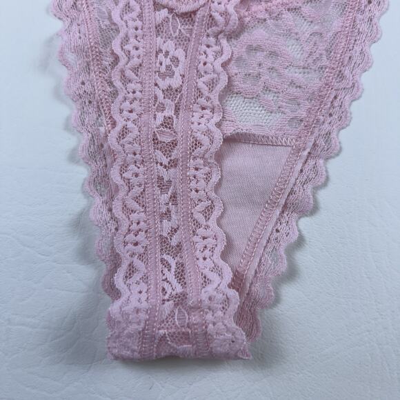 Victoria’s Secret 3 Lace Thongs Floral Mint Green Pink & Cream Polka Dot S.S NWT - Picture 4 of 8